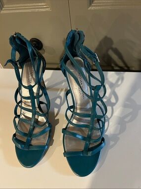 Christian Siriano Teal Strappy High Heels